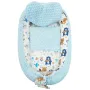 Set 3 piese, New Baby, Luxury, Baby Nest cu doua fete, Cu paturica si pernuta in forma de inima, Minky Bears Blue - 3