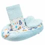 Set 3 piese, New Baby, Luxury, Baby Nest cu doua fete, Cu paturica si pernuta in forma de inima, Minky Bears Blue - 2
