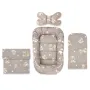 Set 4 in 1 Cosulet bebelus, MimiNu, Baby Cocoon 75x55 cm, Husa bumbac, Din bumbac certificat Oeko Tex Standard 100, Cu paturica 50x70 cm, Cu salteluta, Cu perna fluture, Bedtime story beige - 1
