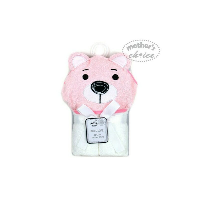 Mother's choice - prosop bebe cu gluga din bumbac - ursulet roz