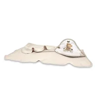 Prosop cu gluga, MimiNu, Mare, Dimensiune 100x100 cm, Din bumbac si bambus fleece, Materiale certificate Oeko Tex Standard 100, Tedy bear dreams beige