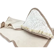 Prosop cu gluga, MimiNu, Premium, Cu volanas si dantela, Dimensiune 100x100 cm, Din bumbac si bambus, Materiale certificate Oeko Tex Standard 100, Meadow