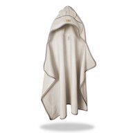 Prosop cu gluga pentru juniori, Qmini, Cu urechi si agatatoare, Dimensiune 120x85cm, Din tricot termo-terry din bambus, Materiale certificate Oeko Tex Standard 100, Beige
