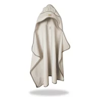 Prosop cu gluga pentru juniori, Qmini, Cu urechi si agatatoare, Dimensiune 120x85cm, Din tricot termo-terry din bambus, Materiale certificate Oeko Tex Standard 100, Beige