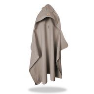 Prosop cu gluga pentru juniori, Qmini, Cu urechi si agatatoare, Dimensiune 120x85cm, Din tricot termo-terry din bambus, Materiale certificate Oeko Tex Standard 100, Mocha