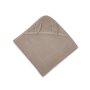 Prosop cu gluga, Qmini, Mare, Cu broderie si urechi, Dimensiune 100x100 cm, Din tricot termo-terry din bambus, Materiale certificate Oeko Tex Standard 100, Rabbit Mocha - 2