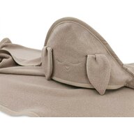 Prosop cu gluga, Qmini, Mare, Cu broderie si urechi, Dimensiune 100x100 cm, Din tricot termo-terry din bambus, Materiale certificate Oeko Tex Standard 100, Rabbit Mocha