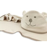 Prosop cu gluga, Qmini, Mare, Cu broderie si urechi, Dimensiune 100x100 cm, Din tricot termo-terry din bambus, Materiale certificate Oeko Tex Standard 100, Teddy Bear Beige