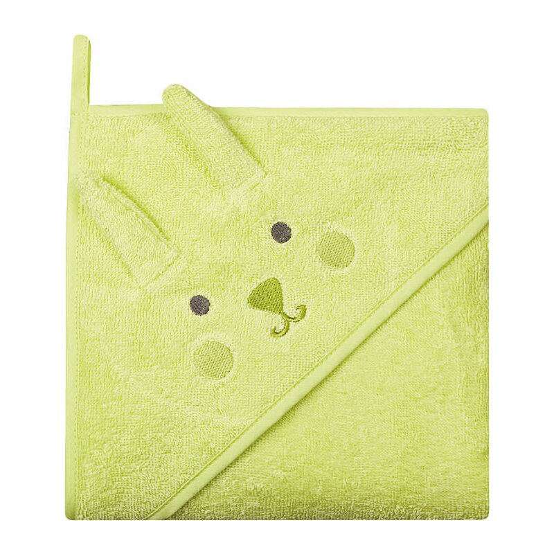 Womar zaffiro - prosop de baie cu gluga imprimeu animal 80 x 80 cm , verde