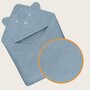 Prosop de baie, Lionelo, Cu gluga, Din muselina, 100% bumbac, 80x80 cm, Absorbtie eficienta, Albastru - 5