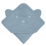 Prosop de baie, Lionelo, Cu gluga, Din muselina, 100% bumbac, 80x80 cm, Absorbtie eficienta, Albastru - 4