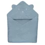 Prosop de baie, Lionelo, Cu gluga, Din muselina, 100% bumbac, 80x80 cm, Absorbtie eficienta, Albastru
