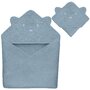 Prosop de baie, Lionelo, Cu gluga, Din muselina, 100% bumbac, 80x80 cm, Absorbtie eficienta, Albastru - 2
