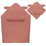 Prosop de baie, Lionelo, Cu gluga, Din muselina, 100% bumbac, 80x80 cm, Absorbtie eficienta, Rosu - 2