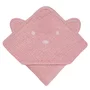 Prosop de baie, Lionelo, Cu gluga, Din muselina, 100% bumbac, 80x80 cm, Absorbtie eficienta, Roz - 4