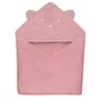 Prosop de baie, Lionelo, Cu gluga, Din muselina, 100% bumbac, 80x80 cm, Absorbtie eficienta, Roz - 1