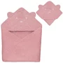 Prosop de baie, Lionelo, Cu gluga, Din muselina, 100% bumbac, 80x80 cm, Absorbtie eficienta, Roz - 3