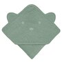 Prosop de baie, Lionelo, Cu gluga, Din muselina, 100% bumbac, 80x80 cm, Absorbtie eficienta, Verde - 3