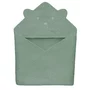 Prosop de baie, Lionelo, Cu gluga, Din muselina, 100% bumbac, 80x80 cm, Absorbtie eficienta, Verde