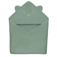 Prosop de baie, Lionelo, Cu gluga, Din muselina, 100% bumbac, 80x80 cm, Absorbtie eficienta, Verde