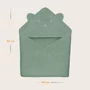 Prosop de baie, Lionelo, Cu gluga, Din muselina, 100% bumbac, 80x80 cm, Absorbtie eficienta, Verde - 8