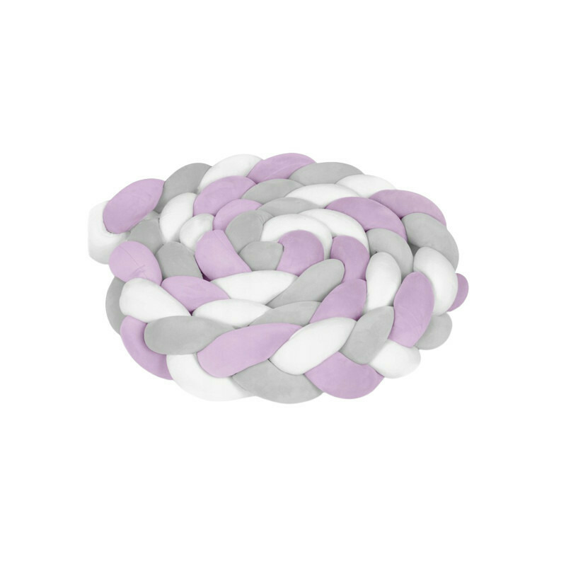 Protectie impletita pentru patut copii, 300 cm, ricokids, multicolor, mov, alb, gri