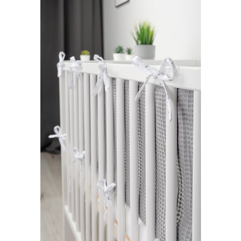 Sensillo - protectie interioara de bumbac 100% pentru patut vafa 180x30 cm papadii grafit