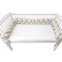 Protectie laterala, MimiNu, Pentru patut, Tip Bumper impletit, Din bumbac interlock, 240 cm, Soft Beige - 2