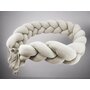Protectie laterala, MimiNu, Pentru patut, Tip Bumper impletit, Din bumbac interlock, 240 cm, Soft Beige - 3