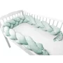 Protectie laterala, MimiNu, Pentru patut, Tip Bumper impletit, Din catifea, 220x23 cm, Cold Mint - 3