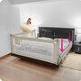 Protectie laterala pat, Primabobo, Classic, 140 cm, Inaltime reglabila 73-92 cm, Cu plasa respirabila, Prevazuta cu un buzunar, Bej - 6