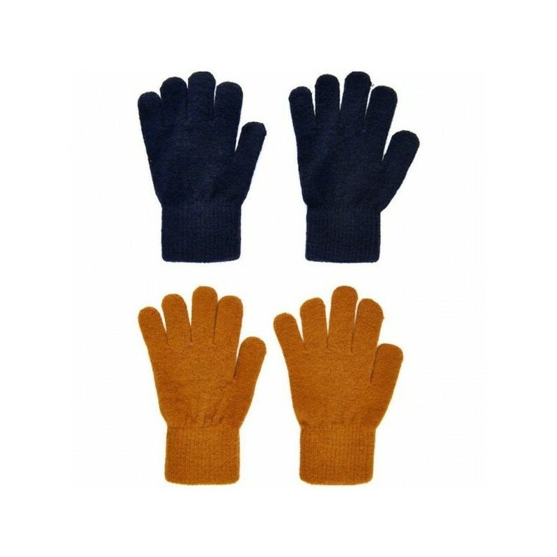 Pumpkin spice/black 7/12 ani - set 2 manusi tricotate cu lana merinos - celavi