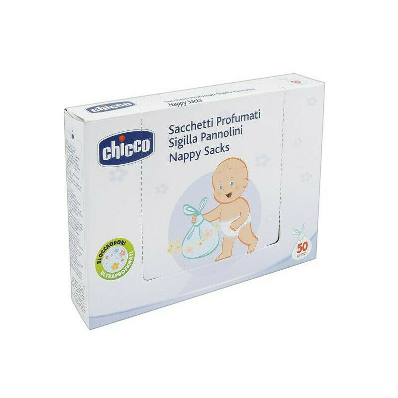 Chicco - pungi parfumate si sigilate pentru scutece folosite, 50 buc, 0luni+