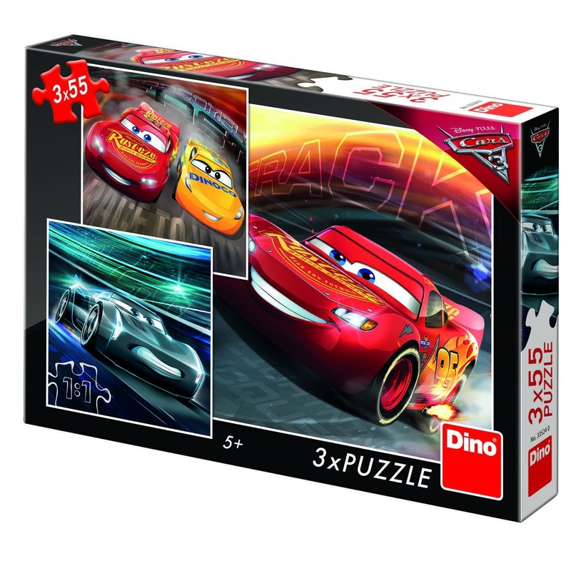 Dino - toys - puzzle 3 in 1 cars 3 cursa cea mare 55 piese