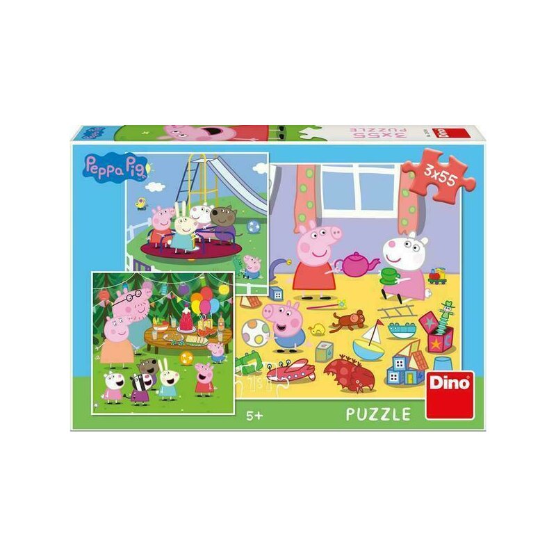 Puzzle personaje purcelusa peppa in vacanta , puzzle copii , 3 x 55 piese, piese 165