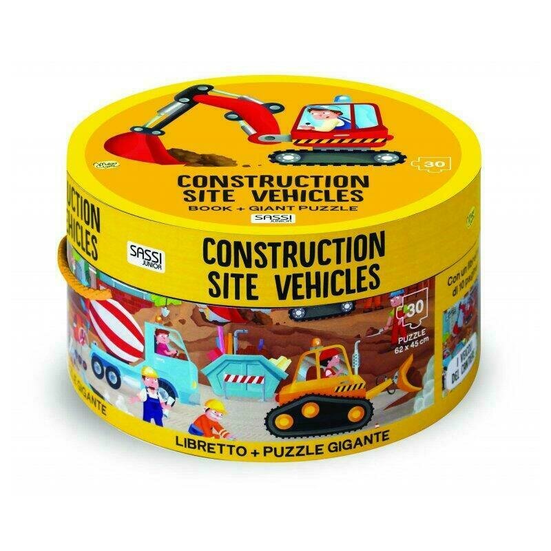 Sassi - puzzle vehicule cu carte puzzle copii, piese 30
