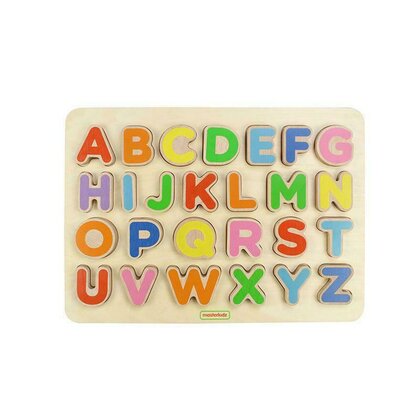 Masterkidz - Puzzle din lemn Alfabet litere mari , Puzzle Copii , 3D, piese 26