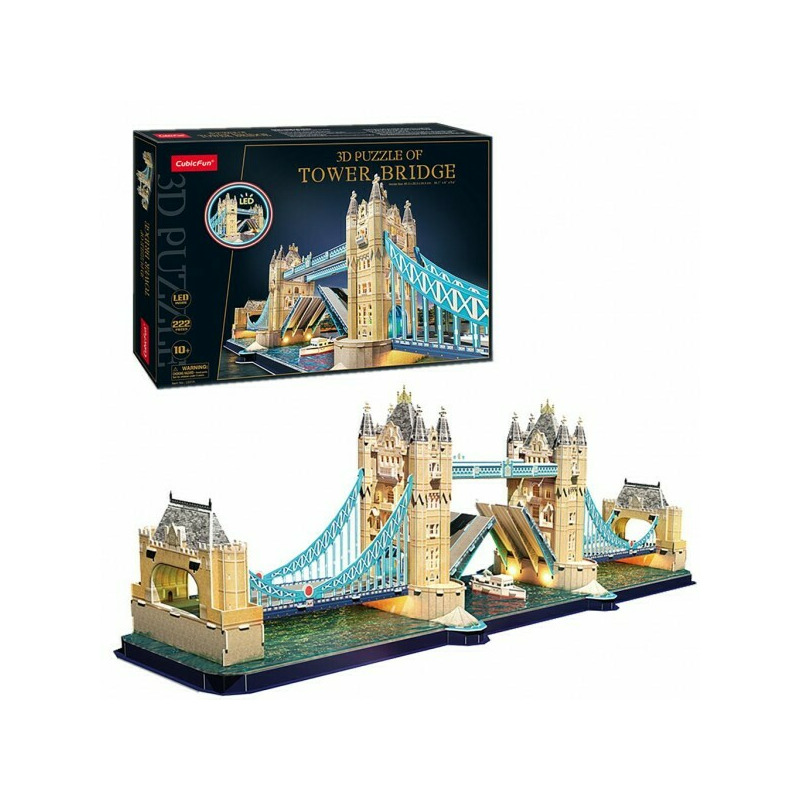 Puzzle 3d cubic fun led tower bridge 222 piese
