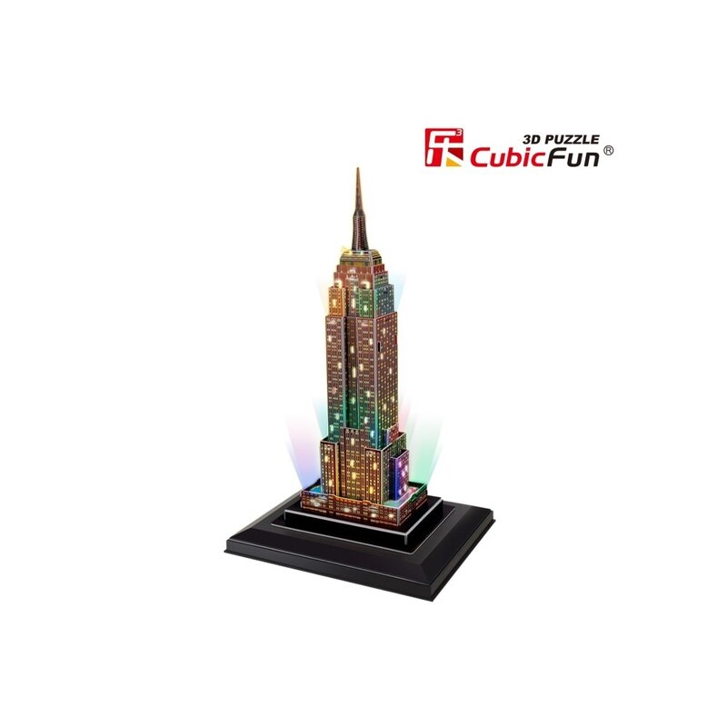 CUBICFUN - Puzzle 3D Empire State Building cu Led Puzzle Copii, piese 38