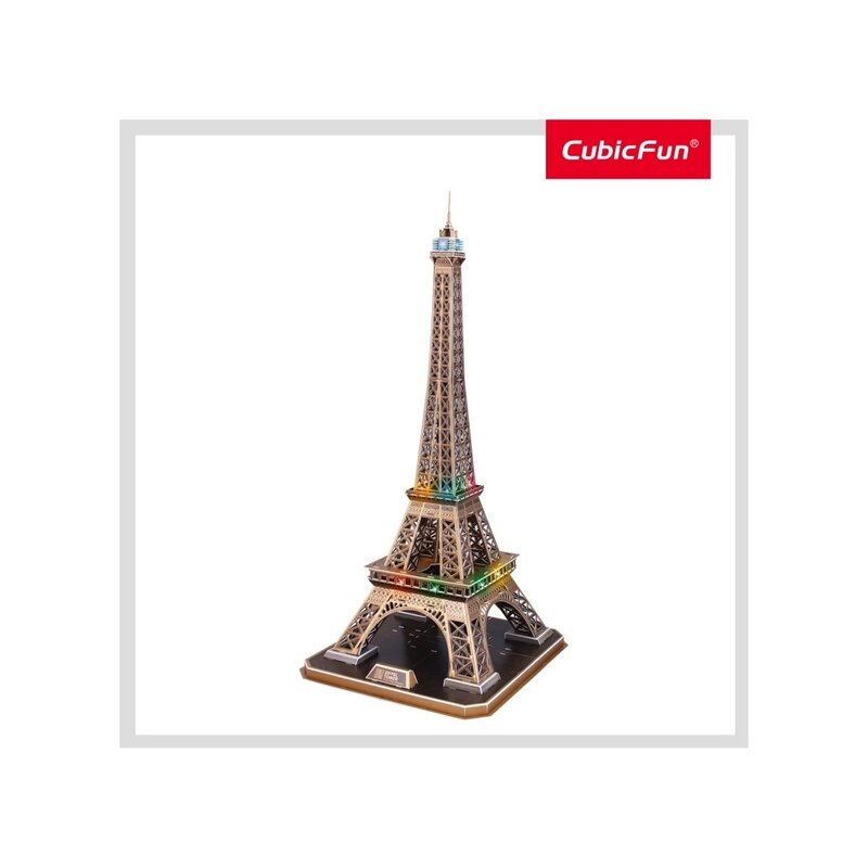 CUBICFUN - Puzzle 3D Turnul Eiffel cu Led Puzzle Copii, piese 82