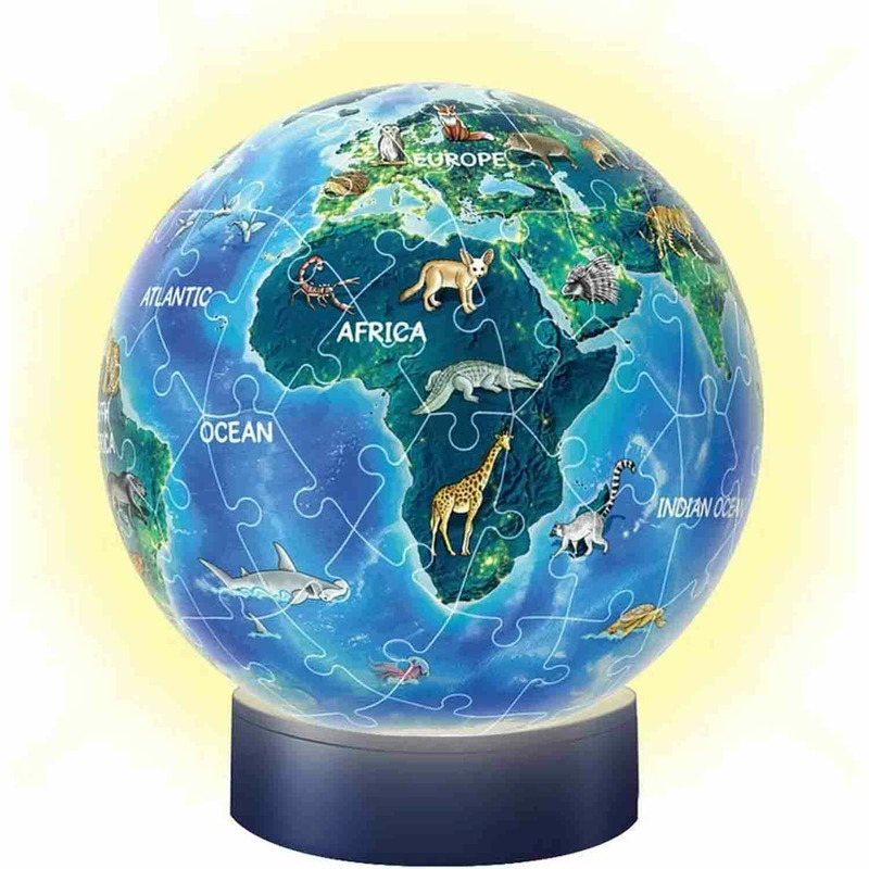 Puzzle 3d luminos planeta pamant, 72 piese
