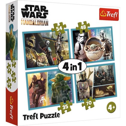 Trefl - Puzzle personaje Mandalorian si lumea lui , Puzzle Copii ,  4 in 1, piese 207