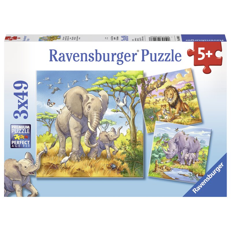Ravensburger - puzzle animale, 3x49 piese