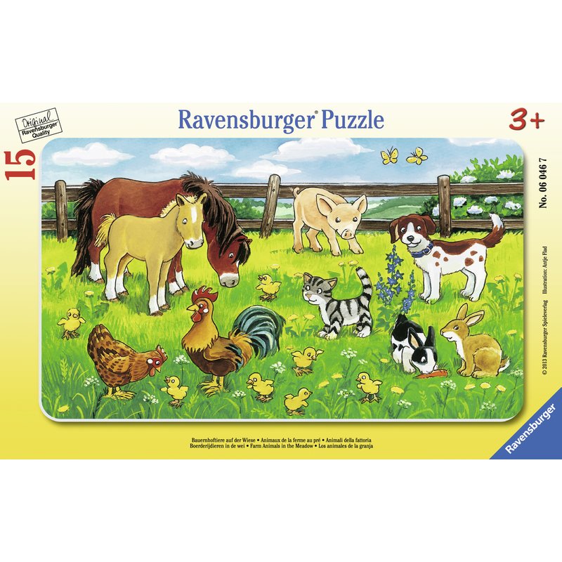 Ravensburger - Puzzle Animale Pe Pajiste, 15 Piese
