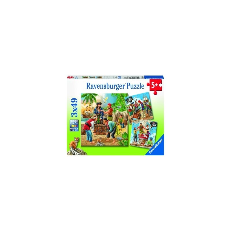 Ravensburger - puzzle aventurile piratilor, 3x49 piese