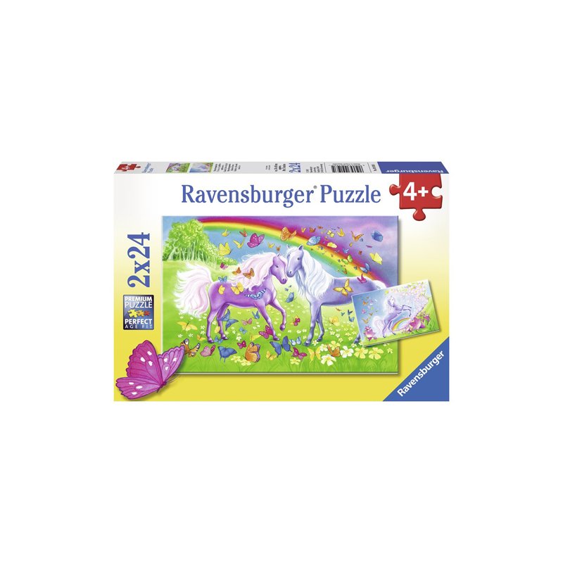 Ravensburger - puzzle cai si curcubeu, 2x24 piese