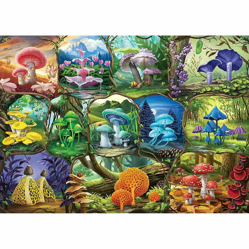 Puzzle ciuperci colorate, 1000 piese