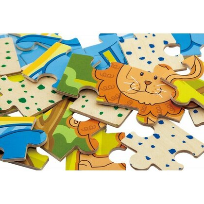 Viga - Puzzle din lemn Jungla , Puzzle Copii ,  4 in 1, Conectabile, piese 48