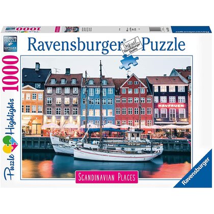 Ravensburger - Puzzle orase Copenhaga Danemarca , Puzzle Copii, piese 1000