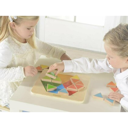 Masterkidz - Puzzle din lemn Hexagon colorat , Puzzle Copii, piese 18